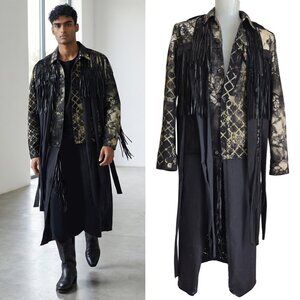 LEVIS Unique Grunge / Camo Fringe Jacket Converted to Long Trenchcoat Cosplay L